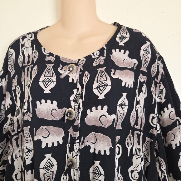 Chicos Design Tribal Print Jacket Blouse 16 (3) Egyptian Lightweight Lagenlook - Picture 3 of 16